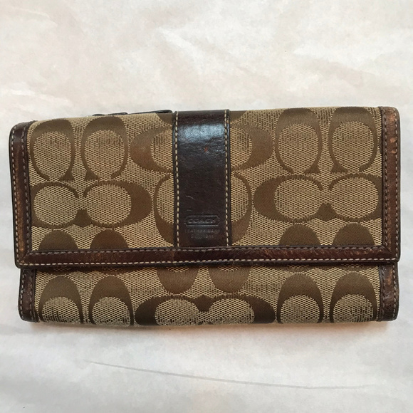 Coach Handbags - Coach Tan Brown C Jacquard Design Wristlet
